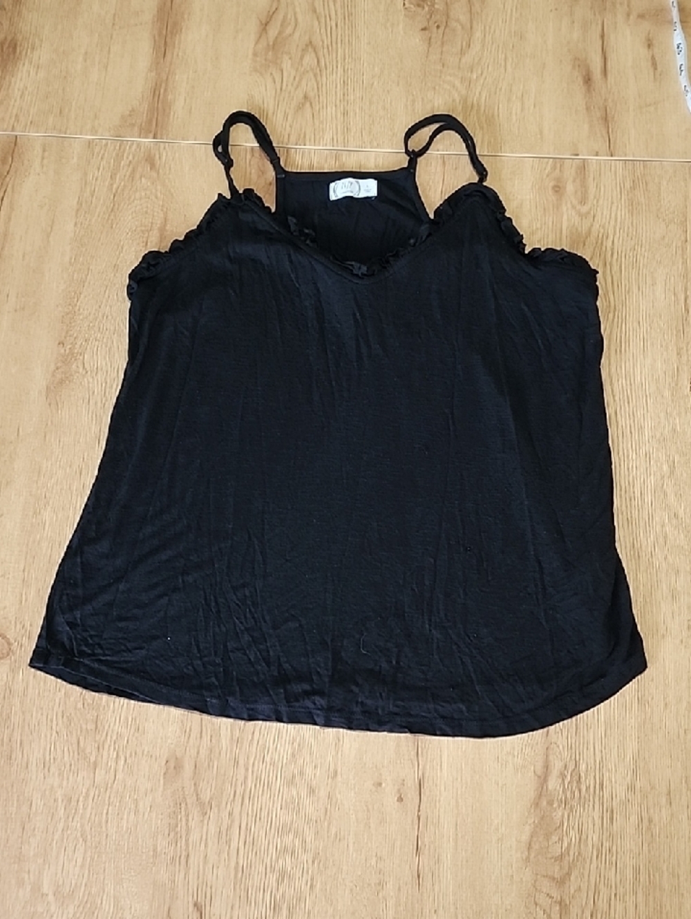 Maurices Black Ruffle-Trim Spaghetti Strap Camisole